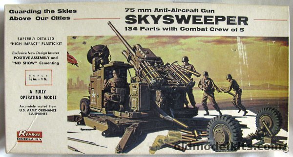 Renwal 1/32 Skysweeper 75mm Anti-Aircraft Gun - M51 (D48), 552 plastic model kit